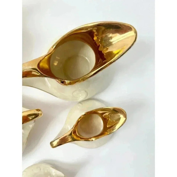 Iridescent 22k Gold Trimed Lustware Vintage Console Bowl 4 creamer sugar Bowls - Picture 2 of 10
